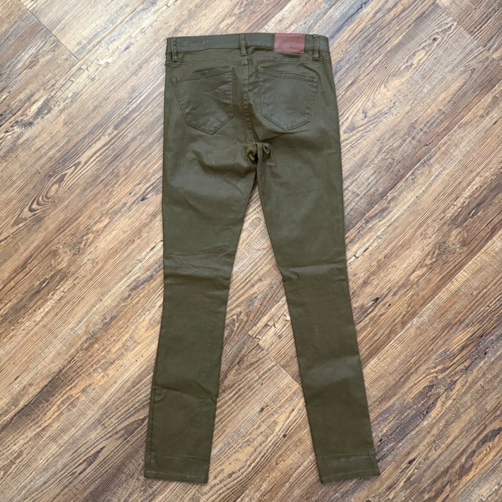 Madewell Skinny Skinny Jeans Womens 25 Olive Green Coated Waxed Excellent HOT! - Picture 4 of 9